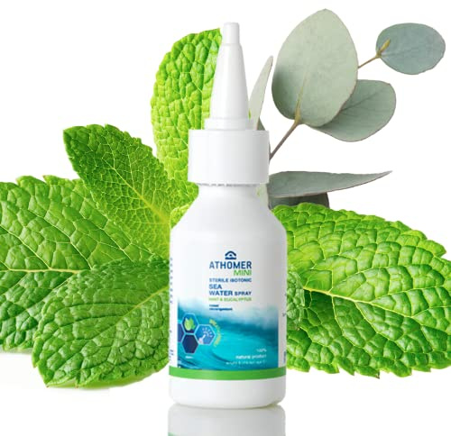 All Natural Seawater Nasal Spray with Mint and Eucalyptus – for Colds, Blocked Nose & Hayfever – Immediate Relief, Suitable for Adults and Children (6yrs+) (35ml)