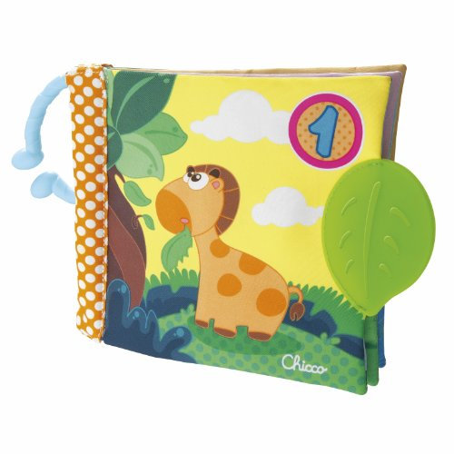 Chicco 123 Stoffbuch, Baby Spielbuch mit Beißspielzeug, Weiches Stoffbuch mit vielen Aktivitäten, Fühlbuch, Babybuch, Baby- und Kleinkindspielzeug 3 Monate - 2 Jahre