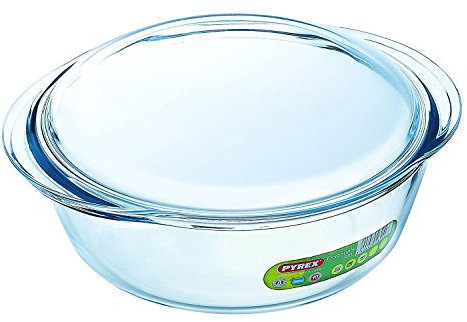 Pyrex Essentials -Cacerola ronda de vidrio alta resistencia 2.2 L (+ 0.8L Lid)