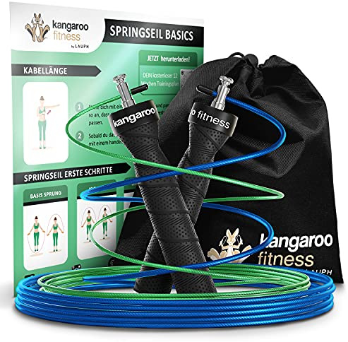 Springseil für Erwachsene Fitness mit Trainingsplan Bonus Seil Tasche - Speed Rope Springseil Boxen Crossfit Sport Sprungseil Erwachsener Boxer - Springseile Skipping Jump Rope Seil Seilspringen
