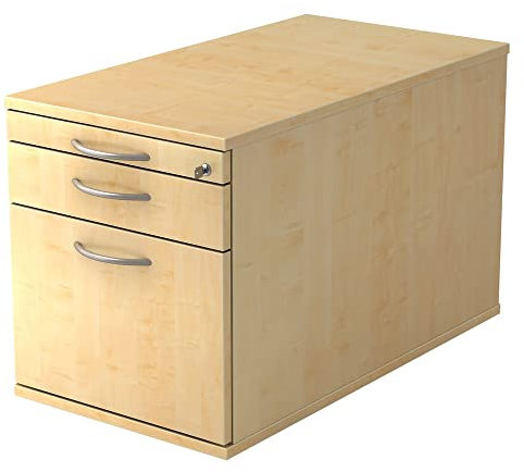 Rollcontainer TC mit 1 Schub & 1 Hängeregister, 42,8 x 80 x 51,2 cm, Ahorn, Bogengriff Metall