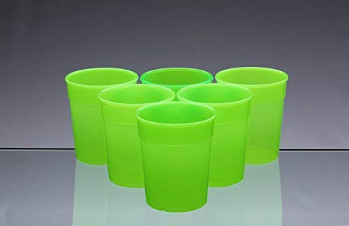 AIOS Dishwasher Safe Stackable Green Plastic Cups/Beakers/Tumblers 250ml (Set of 6)