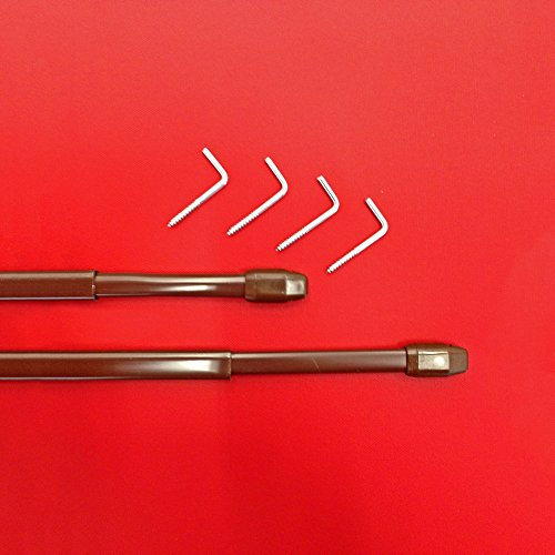 Easy-Shadow - 2 Stück Vitragestange 100-180 cm inkl. 4 Stück Schraubhaken in Farbe braun - Gardinenstange Bistrostange ausziehbar 11 mm Höhe - braun