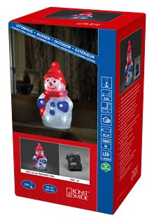 Konstsmide LED Acryl Schneemann 6h Timer, 24 kalt weiße Dioden, batteriebetrieben, Außen, transparentes Kabel - 6140-203