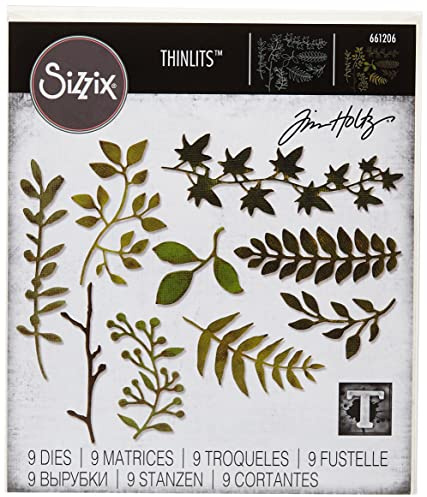 Sizzix 661206 Thinlits Die Set, Garden Greens by Tim Holtz (9/Pack), 7.5 x 5.63 x 0.25