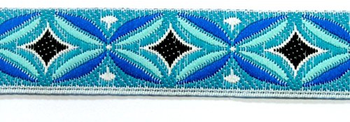 10m Indianer Retro-Borte Webband 16mm breit Farbe: Türkis-Blau-Schwarz-Weiss von 1A-Kurzwaren TH15-81-3