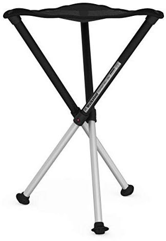 Walkstool - Comfort Model - Black and Silver - 3 Legged Folding Stool in Aluminium - Height 65 cm - Foldable Stool - Maximum Load 200 kg - Made in Sweden