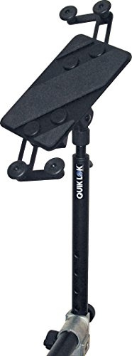 QUIK LOK - IPS/13 SUPPORTO UNIVERSALE PER TABLET Supporto per Tablet Universale, Dotato di 2 Stoppers Flessibili, Piattaforma Ruotabile a 360°, Adatto per Asta Microfono o Leggio, Colore Nero
