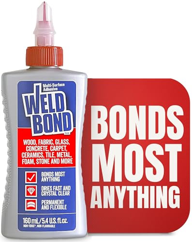 Weldbond Multi-Surface Strong Glue – Fast Drying Glue for Wood, Tile, Ceramic, Pottery, Glass & More – Heavy Duty Adhesive for Mosaic, Crafts, Wood Working & Repairs – 5.4oz (160ml), 1 Pack
