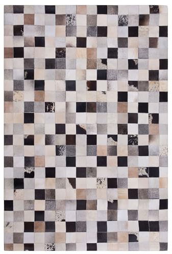 Beliani Patchwork Teppich bunt braun/beige Kuhfell 160x230cm Kurzflor handgefertigt Rize