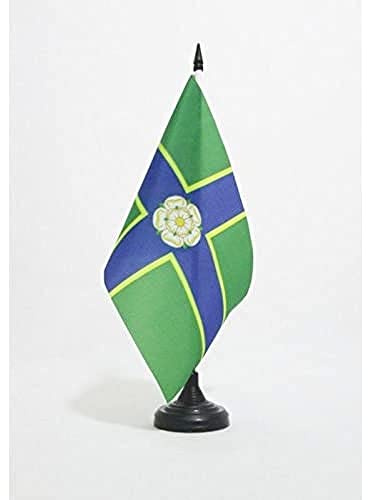AZ FLAG North Riding of Yorkshire county Table Flag 21x14 cm Plastic Base | Indoor use 6x8 in desk flag stitched finish with reinforced edges with plastic pole 100D polyester