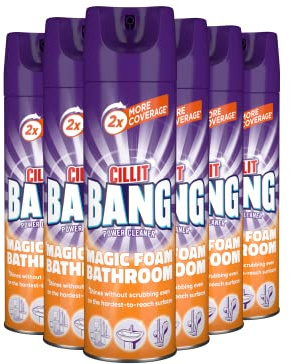 Cillit Bang Magic Foam Bathroom Cleaner, Powerful Active Formula, Brilliant Shine, Time-Saving, 600ml, Pack of 6, Ultimate Power Cleaning Solution.