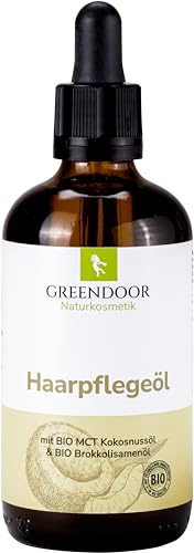 GREENDOOR Bio Haarpflegeöl 100ml, nährendes Haaröl, natürlicher Hitzeschutz, Haar-Pflege ohne Silikone, Naturkosmetik Aufbaupflege für Haare