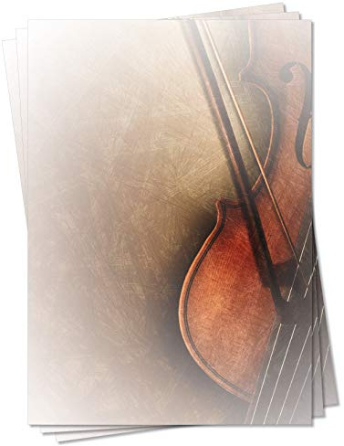 Motiv Briefpapier (Musik-5118, DIN A4, 100 Blatt) Musik Briefpapier mit Geige und Bogen Motivpapier