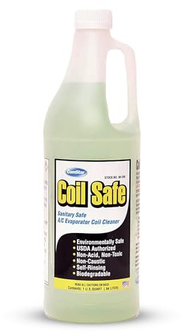 ComStar 90-299 Coil Safe Professional Grade Neutral pH Evaporator and Condenser Coil Cleaner, 1 quart Bottle, Green