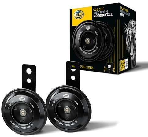 HELLA 012588011 Motorcycle Series Black 12V Disc Horn Kit (Universal Fit-Set/Box)