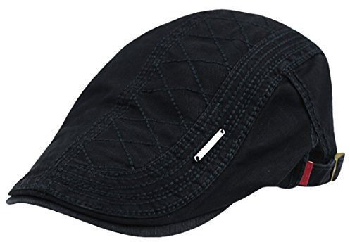 Kuyou Sportmütze Newsboy Flat Cap Gatsby Schirmmütze Kappe (Schwarz)