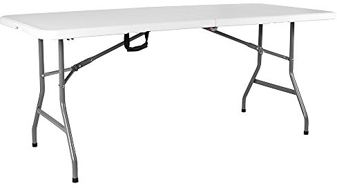 Home Vida Klapptisch, 1,5 m, robust, extra stark, für Camping, Buffet, Hochzeit, Markt, Garten, Party, Kofferraum, Stall, Picknick, Bock, für drinnen und draußen, klappbarer Tragegriff