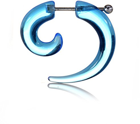 Fake öra spiral expander Acyl transparent ljusblå töjning piercing – FS6103.LSA e rostfritt stål, cod. FS6103LSA