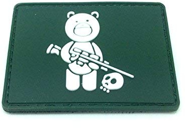 Patch Nation Sniper Teddybär Grün PVC Airsoft Paintball Klett Emblem Abzeichen