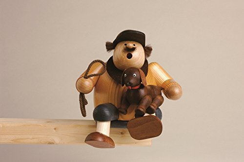 Rudolphs Schatzkiste Smoking Figure Edge Stool Dog Friend 16 cm Smoke Figure Smoking Man Figurine Incense Man ore Mountains