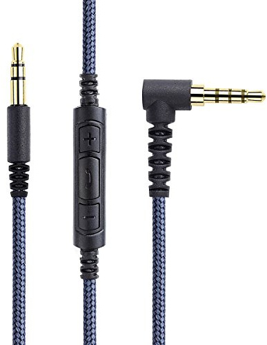 KetDirect 1.5m(4.5ft) audio 3.5mm AUX Replacement Headphone/Headset Audio Cable with In-Line Remote Microphone Volume Control compatible with iphone Android Samsung