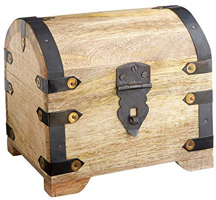 Casa Vivente Große Schatzkiste aus hellem Holz, Schmuckkästchen und Aufbewahrungsbox, Verpackung für Geldgeschenke