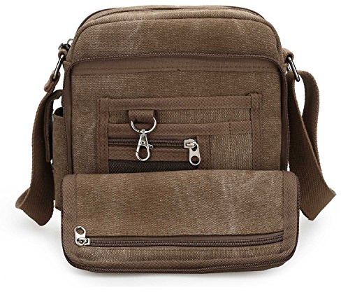 Outreo Borsa Tracolla Uomo Borse da Spalla di Tela Canvas Messenger Bag Vintage Sacchetto di Tablet Piccolo Borsello per Studenti Scuola Università Tasche Viaggio Outdoor Sport Tasca