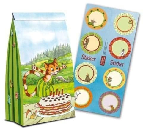 Partystrolche 8 Partytüten * PETTERSSON UND FINDUS * aus Papier für Party und Geburtstag // Geschenktüten Mitgebsel Tüten Geburtstagstüten Peterson Petterson Petersson