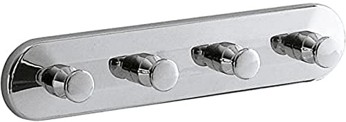 Gedy Appendiabiti da parete multiplo cromato, Misure e peso: 4X20X3,1 CM & 0,18 KG, Appendi asciugamani bagno realizzato in acciaio inox, Design R&S, Taglia Unica