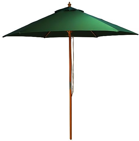 BrackenStyle Wooden Garden Parasol – Pully Operated and Machine Washable Garden Umbrella (Green)