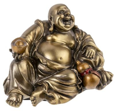 lachineuse - Buddha-Statue Glück & Wohlstand – Buddha-Statue 11 cm bronzefarben – Feng-Shui Dekoration – chinesisches Zen-Dekorationsobjekt für Wohnzimmer, Büro – Geschenkidee China Asien bringt Glück