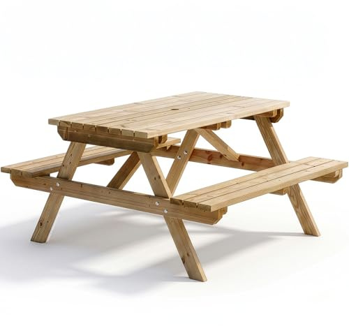 Courtesy of Westmount Living 5FT Wooden Picnic Bench Table - Heavy Duty Pressure Treated Garden Furniture for Pubs & Beer Gardens
