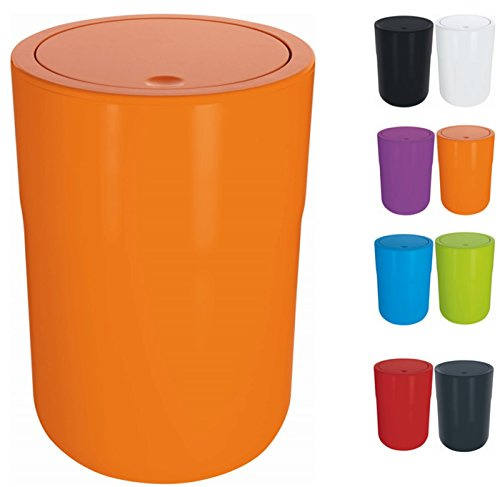 Spirella Design Kosmetikeimer Cocco mit Extra Ring für Müllbeutel Treteimer Schwingdeckeleimer Abfallbehälter mit Schwingdeckel 5 Liter (ØxH): 19 x 26 cm Orange