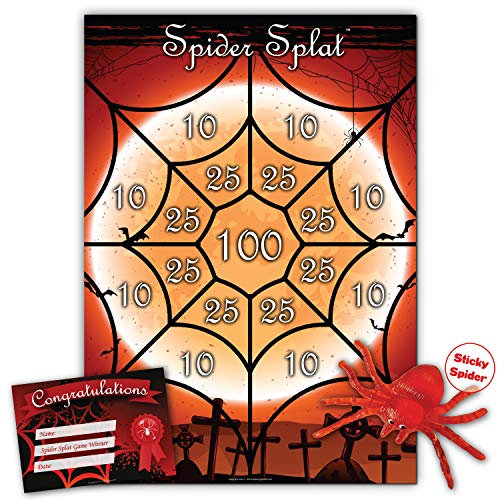 Halloween Party Game – SPIDER SPLAT | Unlimited Players | Winner Certificate | XL Poster Included for Halloween Party, Halloween Decoration, Halloween Party Supplies, Halloween Games
