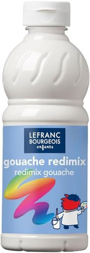 Lefranc Bourgeois 188018 flüssige Tempera Redimix Farbe, leuchtende Gouachefarbe auf Wasserbasis, hohe Deckkraft, hervorragenden Maleigenschaften, gebrauchsfertig, 500ml Flasche - Weiß