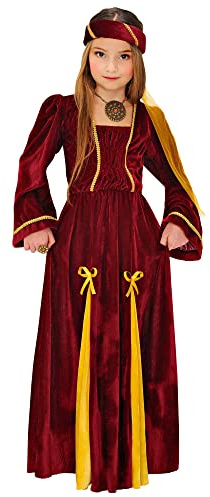 W WIDMANN MILANO Party Fashion - Mittelalter Prinzessin Kostüm Kinder | Kleid, Kopfbedeckung mit Schleier, Burgfräulein- und Königinkostüm für Karneval, Mottopartys