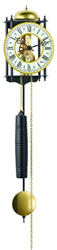 Hermle 70731-000711 Skelett-Pendelwanduhr, Schwarz-Gold
