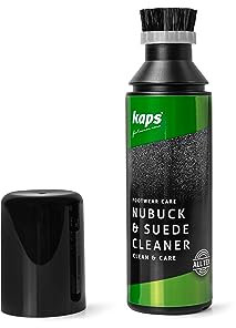 Kaps Nubuck & Suede Cleaner, Reiniger für Schuhe, Taschen und Stiefel aus Nubukleder und Velourleder, mit Bürstenkopf zum Auftragen, Shampoo für alle Farben, 75 ml
