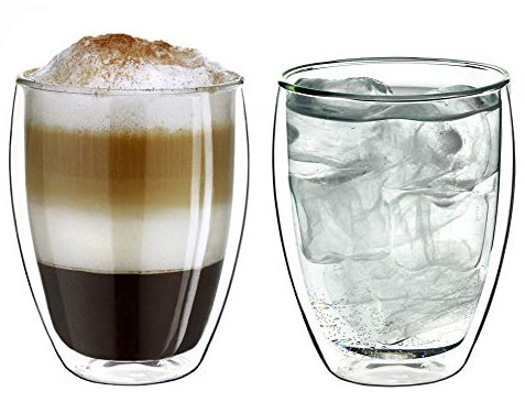 Creano Set 2 Tazze Cappuccino 250ml Doppia Parete in Vetro Borosilicato – Bicchieri Termici Isolanti per caffè tè Latte – Design Elegante Regalo Premium - Set 01: 2X 250ml 2 Pezzi (Confezione da 1)