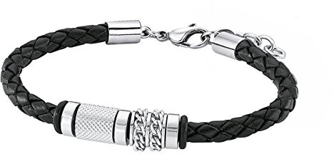 s.Oliver Jewel Herren-Armband Edelstahl Leder 22 cm - 509015