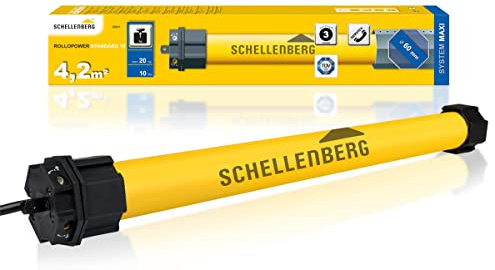 Schellenberg 20611 Motore tapparelle elettriche Maxi Standard 10 Nm, fino a 4,2 m² di superficie della tapparella, motore tubolare per albero da 60 mm, 20 kg di forza di trazione, set completo