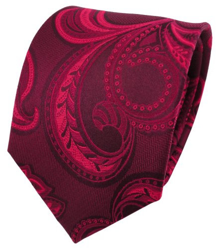 TigerTie Seidenkrawatte rot feuerrot dunkelrot gemustert - Krawatte Seide Silk