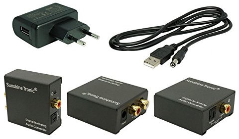 SunshineTronic Digital zu Analog Audio Konverter DA2 im hochwertigen Metallgehäuse mit USB-Netzteil(1000mA)