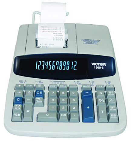 Victor 1560-6 12 Digit Heavy Duty Commercial Printing Calculator with Large Display and Loan Wizard
