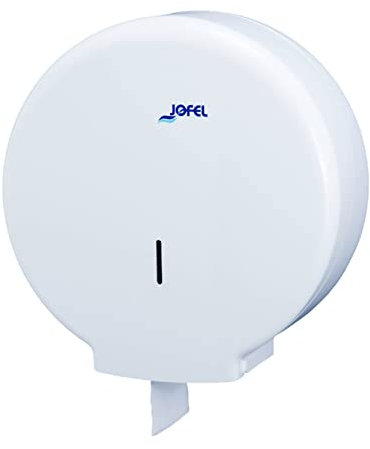 Jofel - Grand distributeur industriel de rouleaux de papier toilette, distributeur de rouleaux de papier jusqu'à 400m, diamètre max. 260mm, mandrin de 55mm, idéal toilettes publiques, Azur AE55300