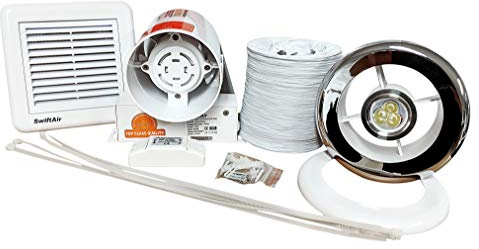 Swiftair IN LINE BATHROOM SHOWER WC TOILET EXTRACT FAN LIGHT KIT - Run On Timer