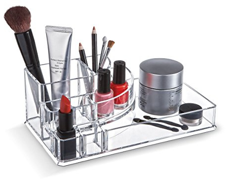 Domopak ® Acrylic Makeup Organiser Cosmetic Jewellery Display Box Set - 4 Compartments & 4 lipstick compartments