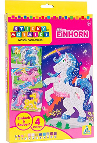 ORB Sticky Mosaic Glitzer Einhorn Mosaik Klebebilder Bastelset Kinder Geschenke für Mädchen & Jungen Moosgummi Aufkleber Beschäftigung Kindergeburtstag Geschenkideen Deko DIY basteln ab 5 Jahre