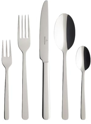 Villeroy & Boch - Louis Besteckset 30-teilig Silber, Spülmaschinenfest, Besteck Set für 6 Personen, Besteckset Platin, Besteck, Edelstahl